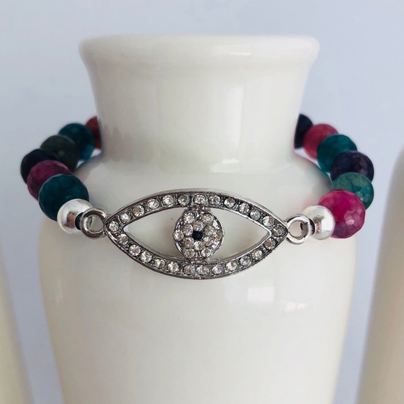 AGATE | Evil Eye Multi-colored Beaded Bracelet - Picture 2 of 2